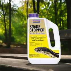 Snake Stopper 4 lb. - Natural snake repellent with clove oil, cedar oil, cinnamon oil, and sulfur. Safe for use around children and pets, this product effectively repels snakes from yards, gardens, sheds, campsites, patios, and decks without harming them