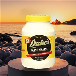 Duke's Mayonnaise - A Southern staple since 1917, created by Mrs. Eugenia Duke. Renowned for its original, sugar-free recipe, perfect for deviled eggs, salads, sandwiches, and more.