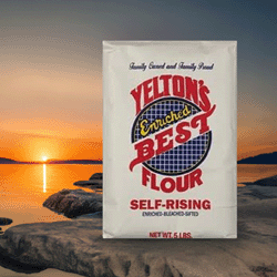 5 lb bag of Yelton's Best Self-Rising Flour, produced by Lakeside Mills since 1736. Made from soft winter wheat flour with leavening ingredients for perfect baking results.